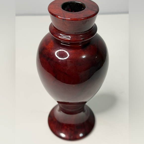 Vintage Heavy Italian Red  Marble Candleholders - Picture 9 of 9